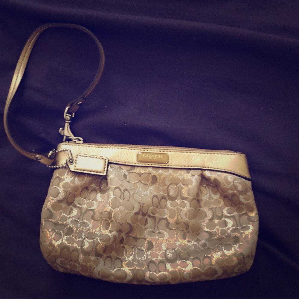 Gold Coach Zippered Wristlet